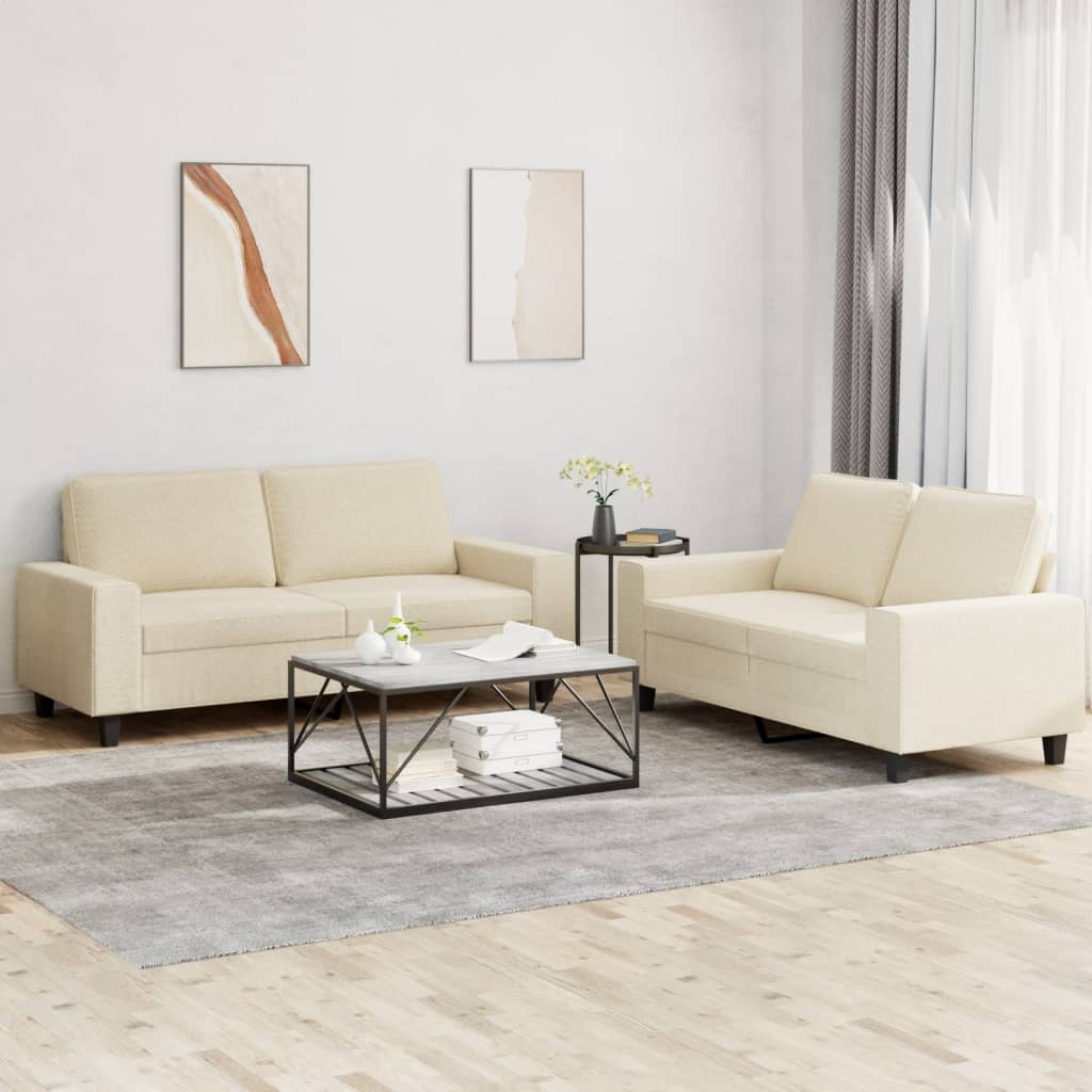 2 Pcs conjunto de sofás tecido cor creme