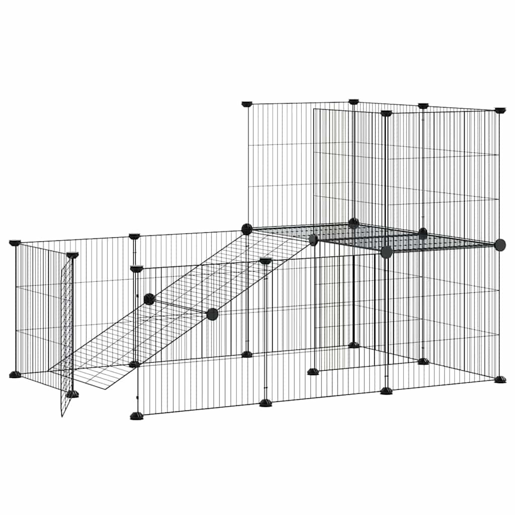 Gaiola p/ animais de 20 painéis c/ porta 35x35 cm aço preto