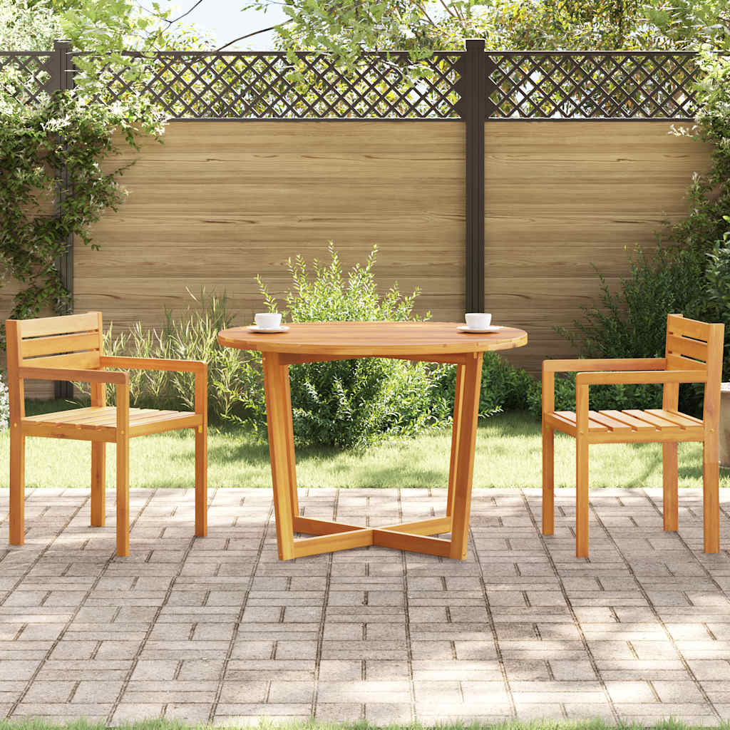 Mesa de jantar redonda para jardim, ø110x75 cm, em madeira maciça de acácia