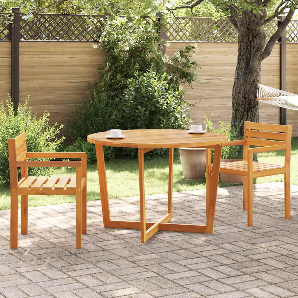 Mesa de jantar redonda para jardim, ø110x75 cm, em madeira maciça de acácia