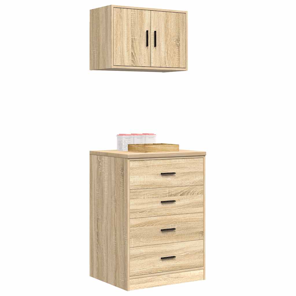 Armários de garagem 2pcs derivados de madeira carvalho sonoma