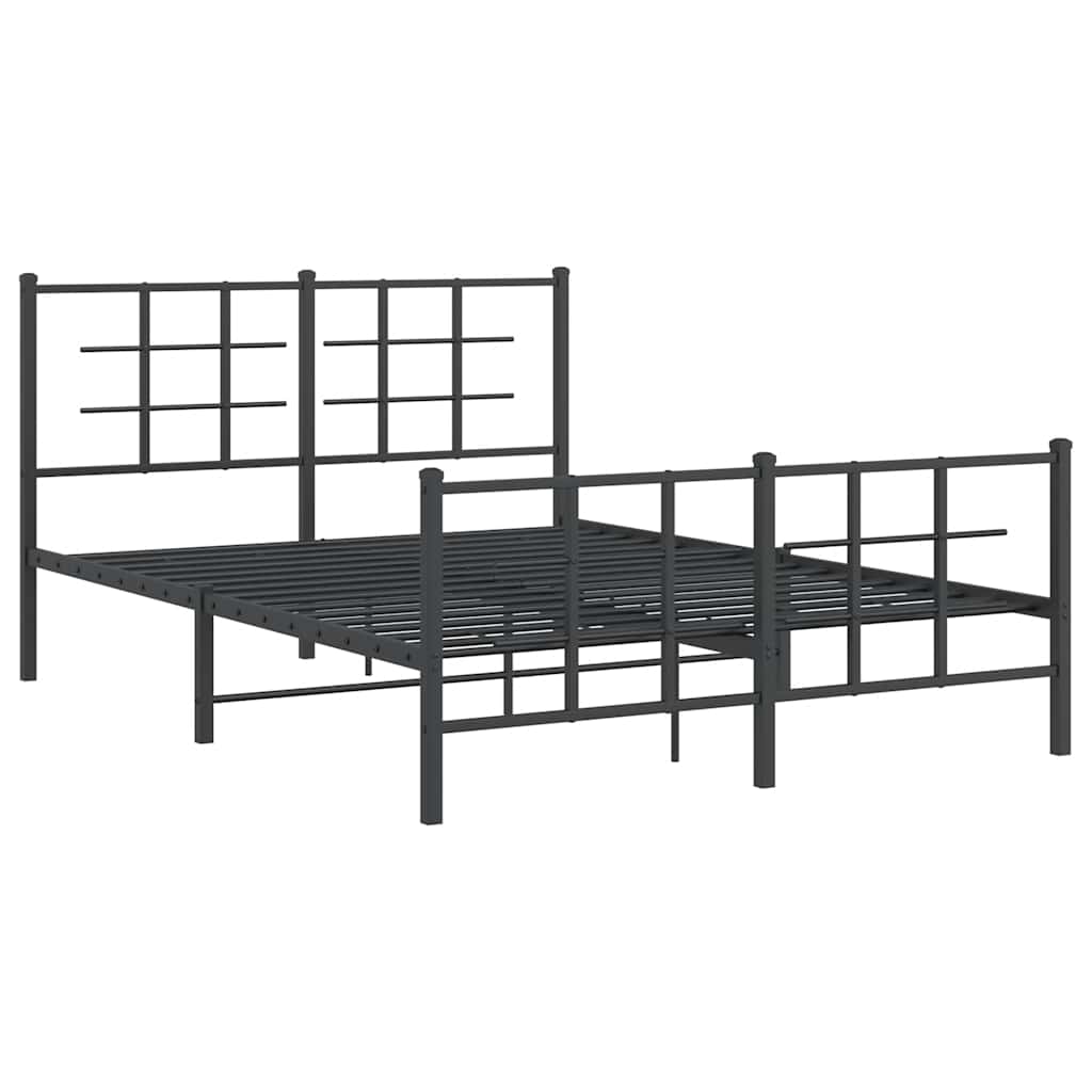 Estrutura de cama com cabeceira e pés 140x190 cm metal preto