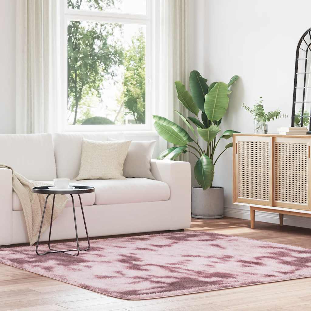 Tapete shaggy de pelo alto navarra 200x200 cm rosa empoeirado