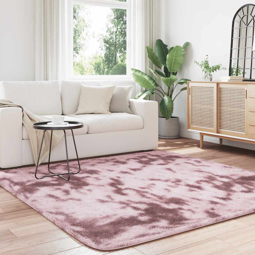 Tapete shaggy de pelo alto navarra 200x200 cm rosa empoeirado