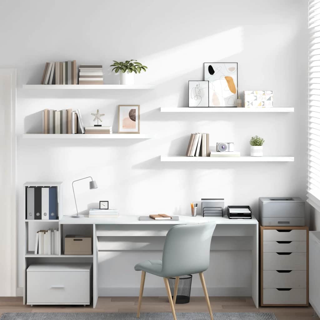 Prateleiras de parede suspensas 4 pcs 120x23,5x3,8cm MDF branco