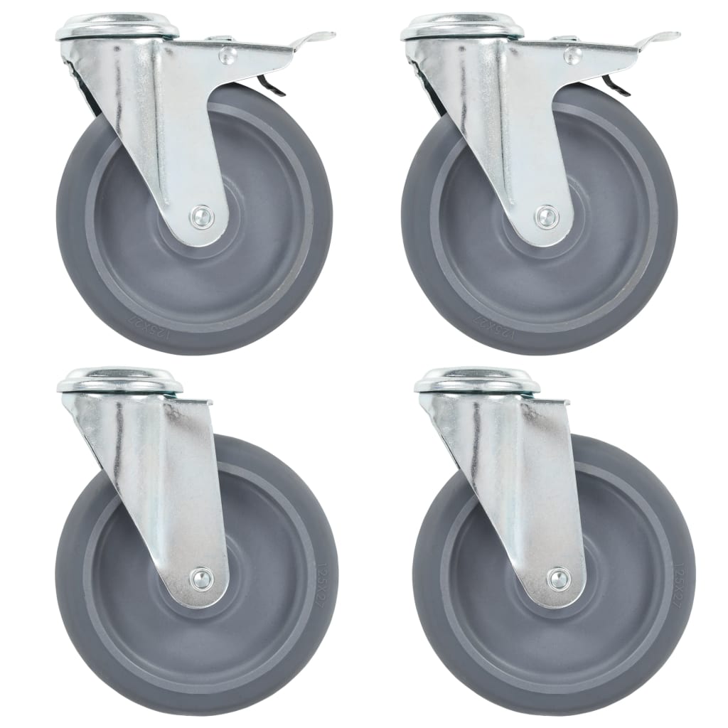 Rodas giratórias com furo 4 pcs 125 mm