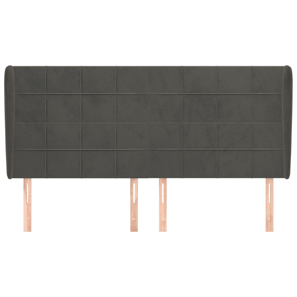 Cabeceira cama c/ abas veludo 183x23x118/128 cm cinzento-escuro