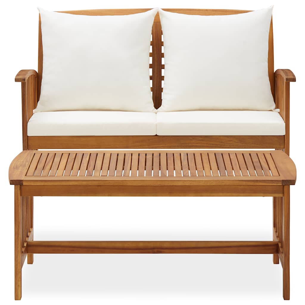 2 Pcs conjunto lounge de jardim c/ almofadões acácia maciça