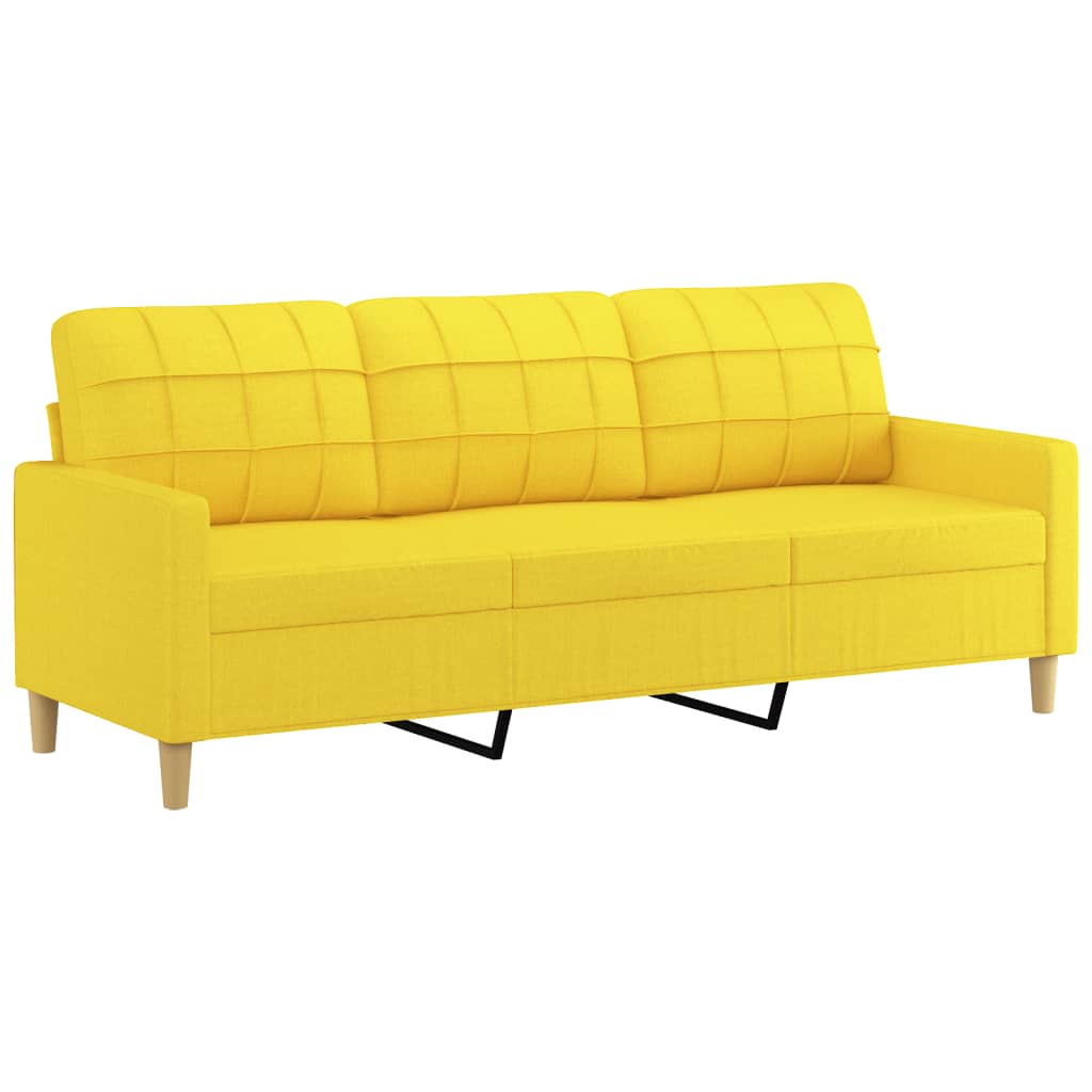 3 Pcs conjunto de sofás com almofadas tecido amarelo-claro