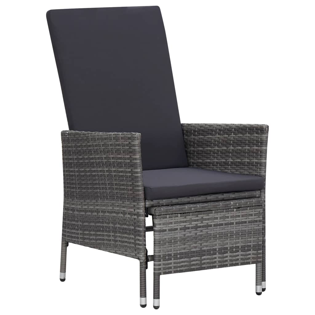 2 Pcs conjunto lounge de jardim c/ almofadões vime PE cinzento