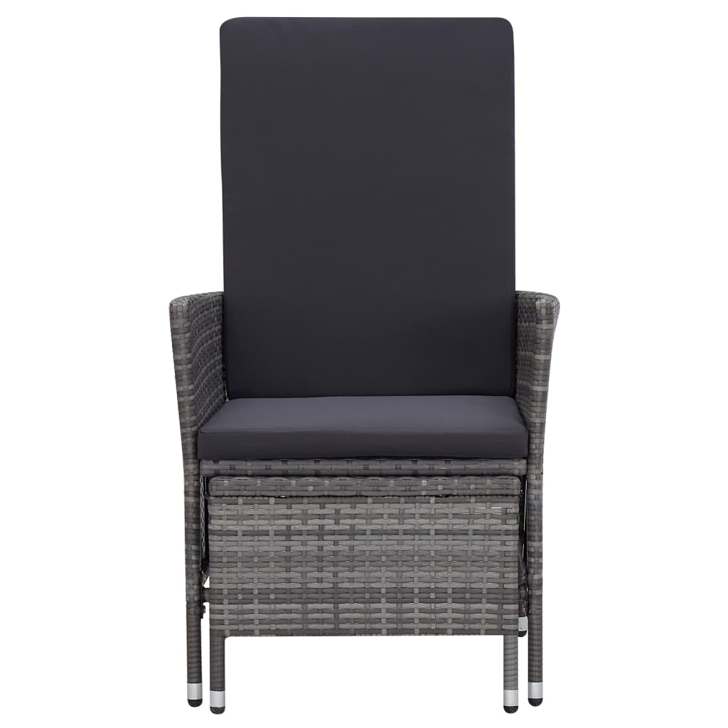 2 Pcs conjunto lounge de jardim c/ almofadões vime PE cinzento