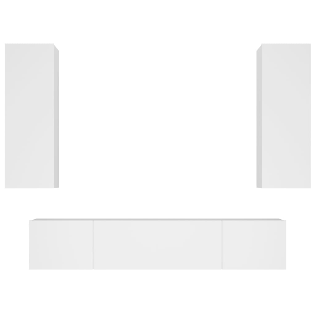 Conjunto móveis de TV 4 pcs madeira processada branco