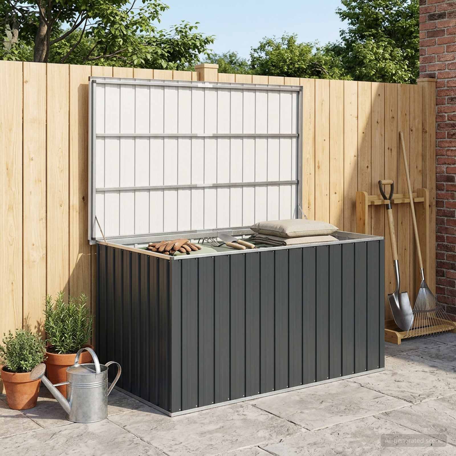 Caixa de arrumação para jardim 171x99x93 cm antracite