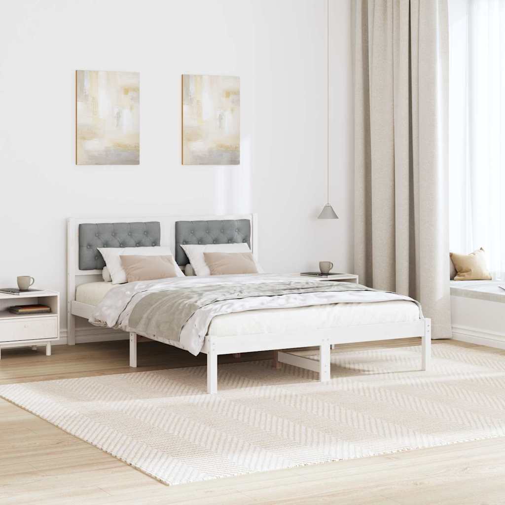Estrutura da cama com cabeceira cinzento-claro 140 x 200 cm