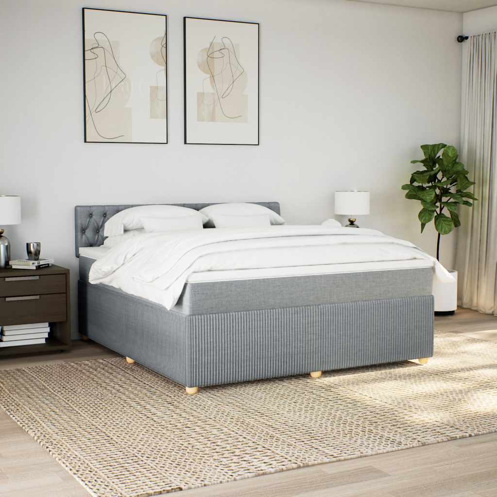 Cama com molas/colchão 180x200 cm tecido cinzento-claro