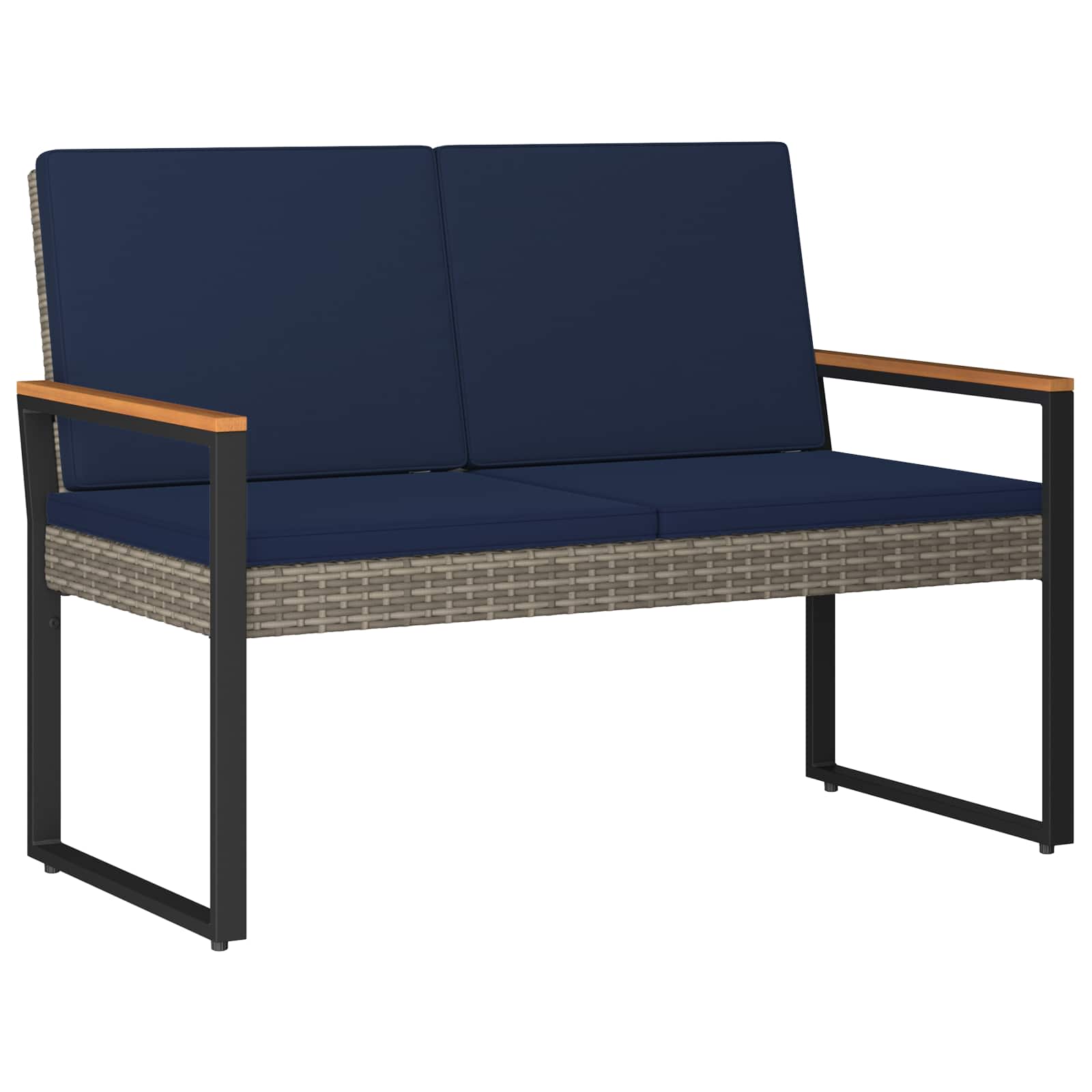 Banco de exterior cinza e azul marinho 107 x 61 x 80 cm vime PE