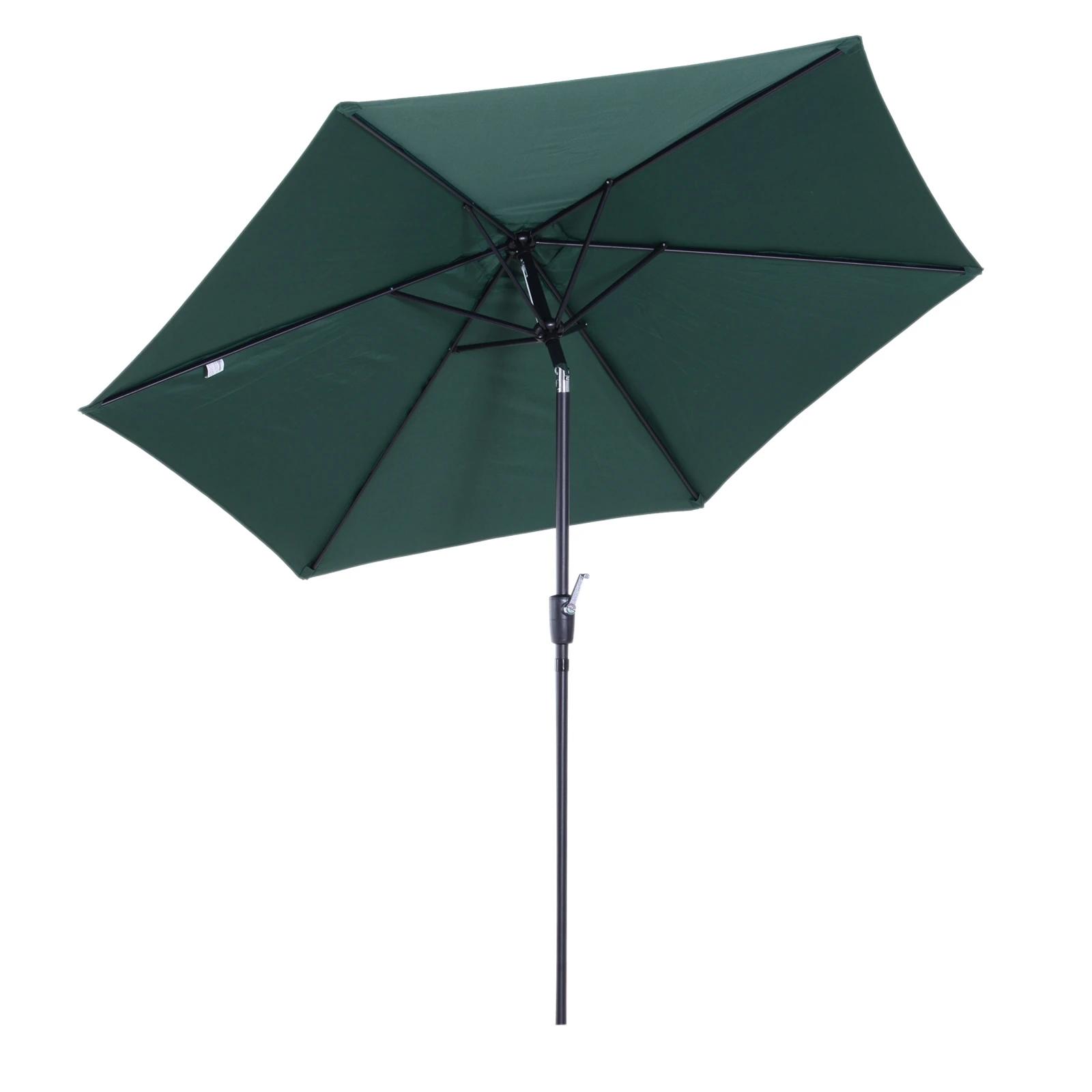 Chapéu de sol de jardim ø270x235cm chapéu de sol de alumínio reclinável com manivela e 6 hastes para terraço exterior balcão verde
