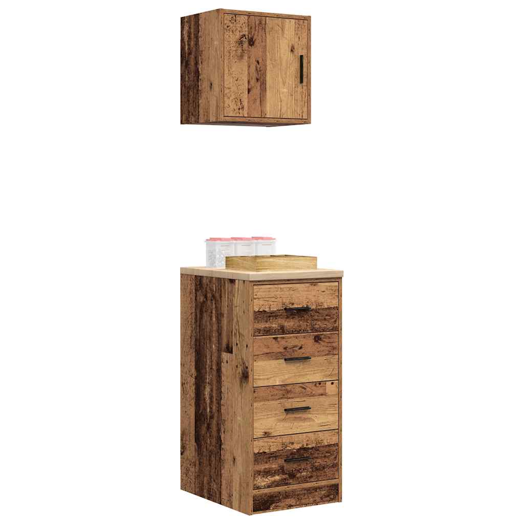 Armários de garagem 2 pcs derivados de madeira madeira velha