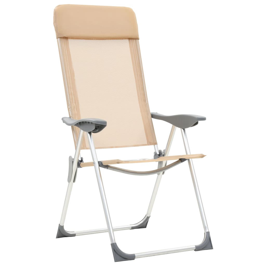 Cadeiras de campismo dobráveis 4 pcs alumínio creme