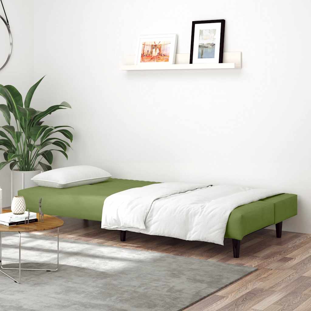 Sofá-cama de 2 lugares veludo verde-claro