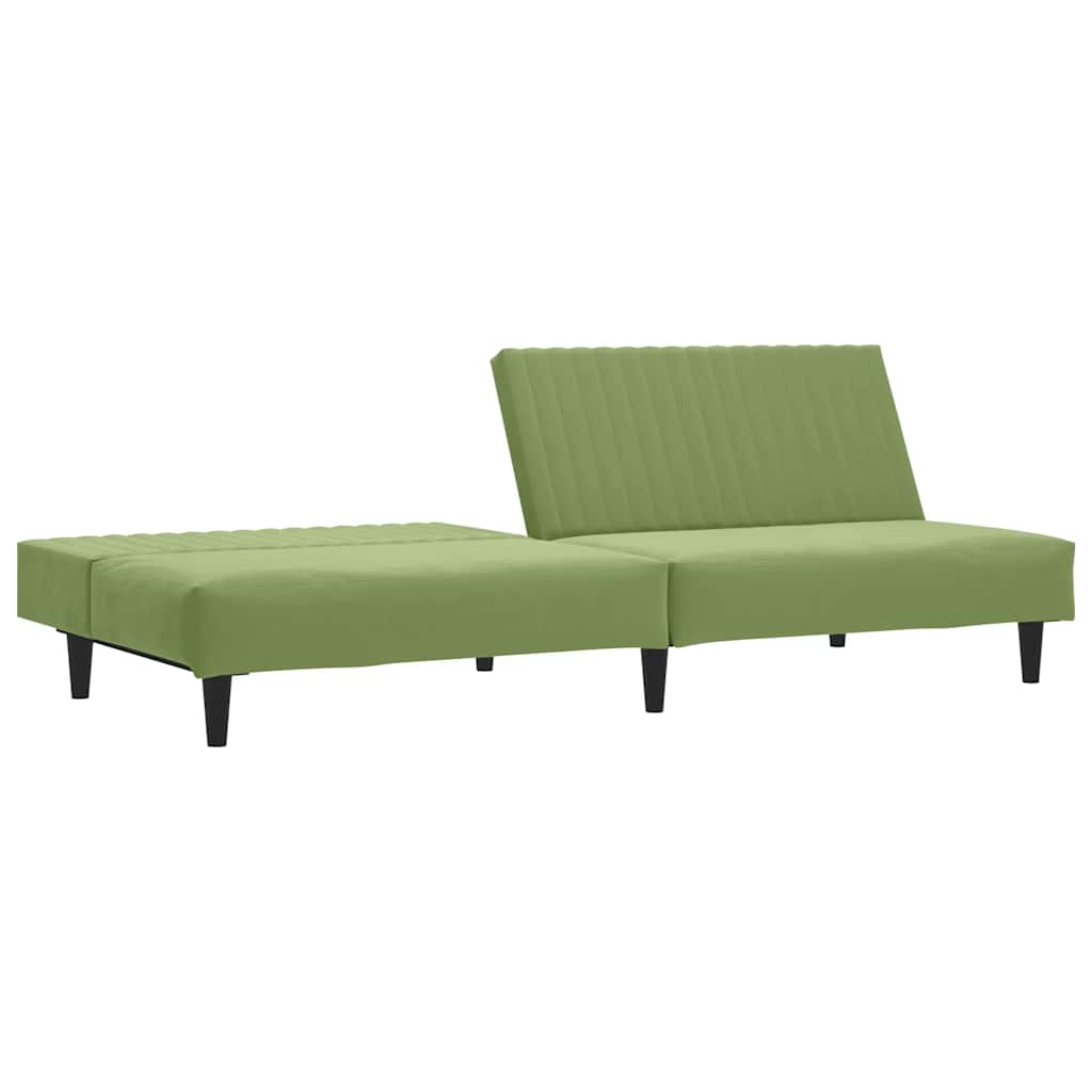Sofá-cama de 2 lugares veludo verde-claro