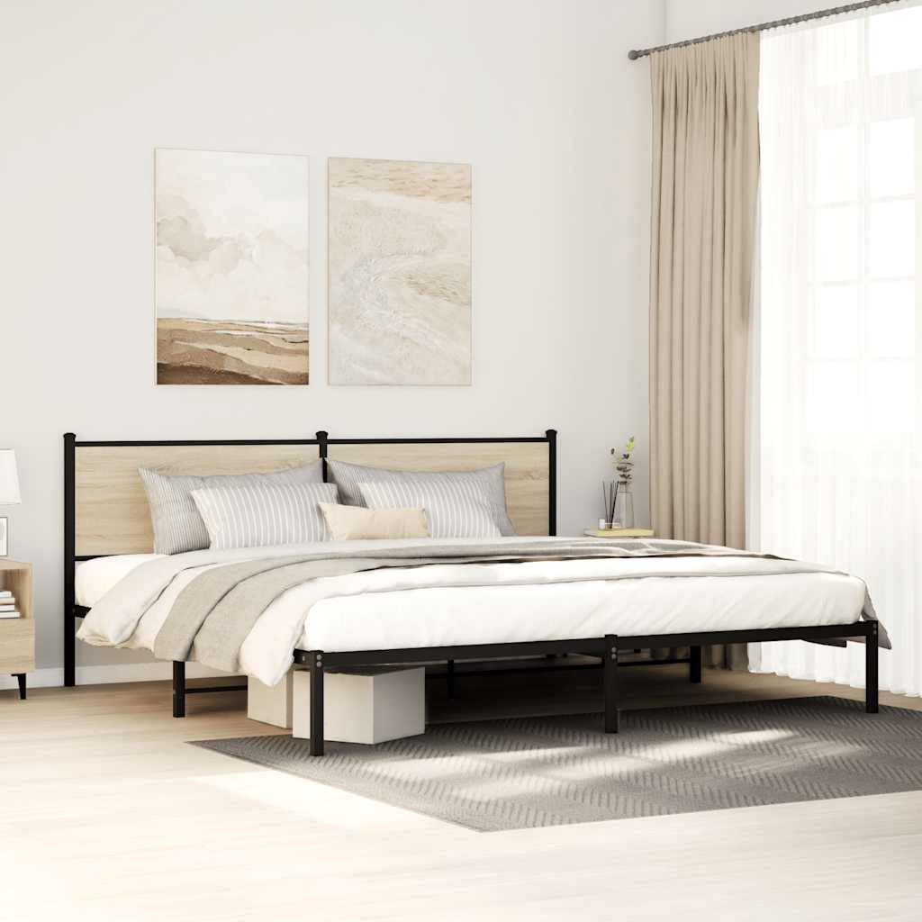 Estrutura de cama sem colchão 193x203cm metal carvalho sonoma