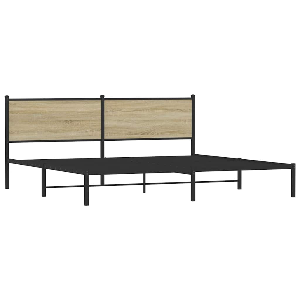 Estrutura de cama sem colchão 193x203cm metal carvalho sonoma