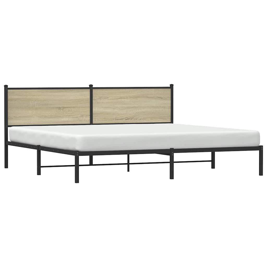 Estrutura de cama sem colchão 193x203cm metal carvalho sonoma