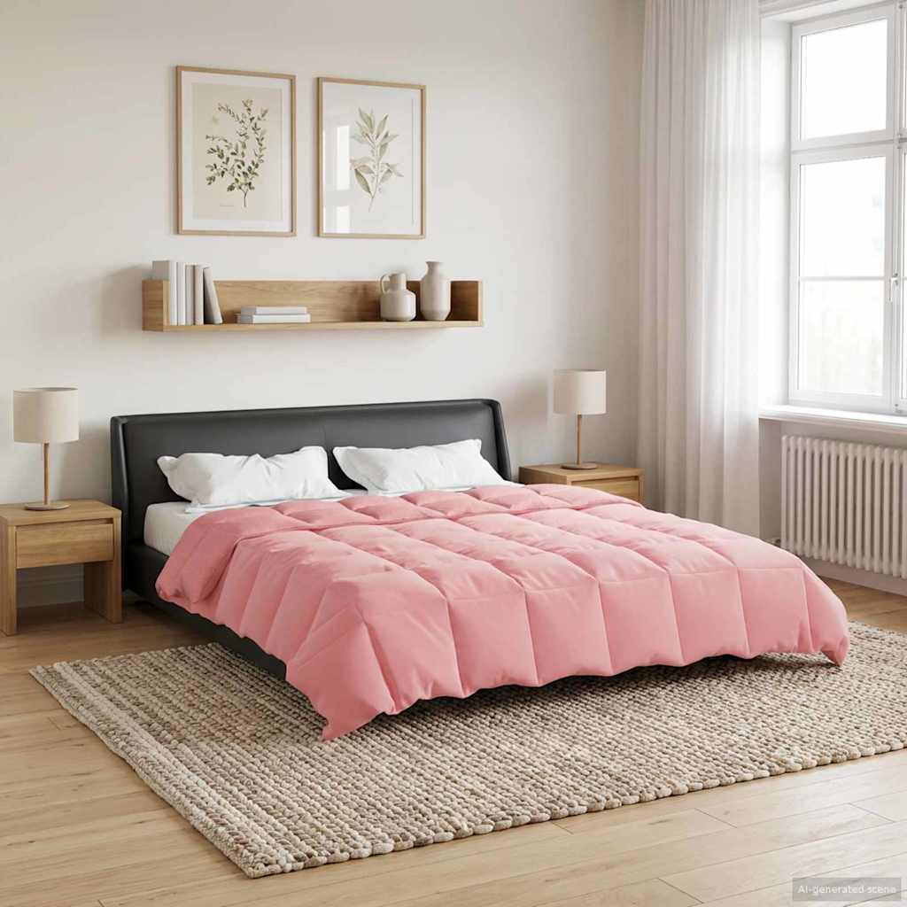 Edredom de verão simples rosa 220 x 260 cm microfibra