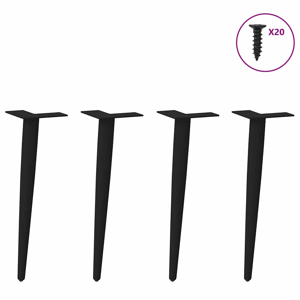 Pés para mesa de centro cônicos 4 peças preto 42-43 cm aço