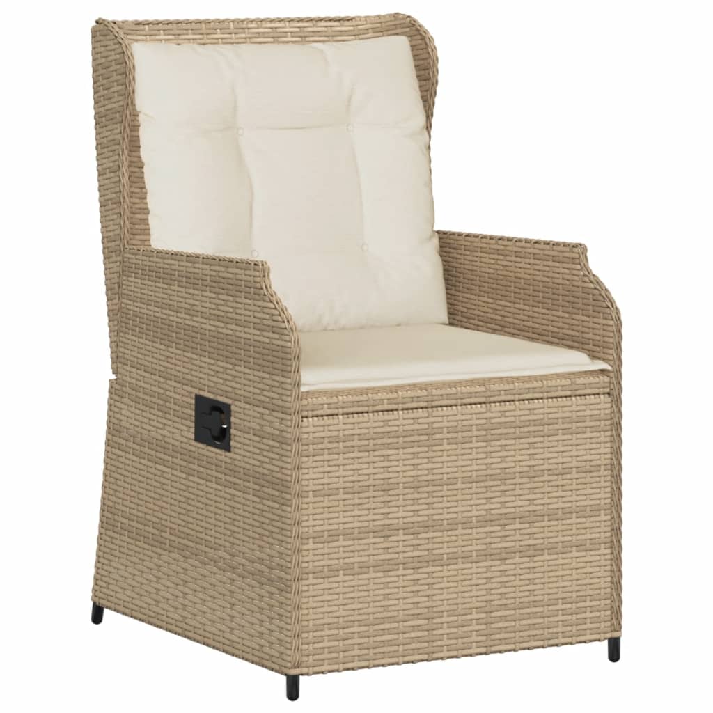 5 Pcs conjunto lounge p/ jardim com almofadões vime PE bege