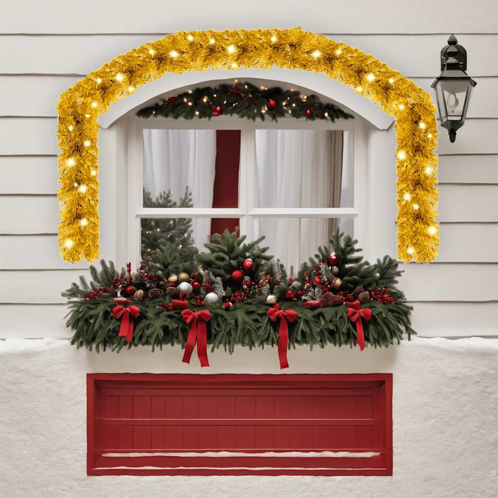 Grinalda de natal com luzes LED 10 m dourado