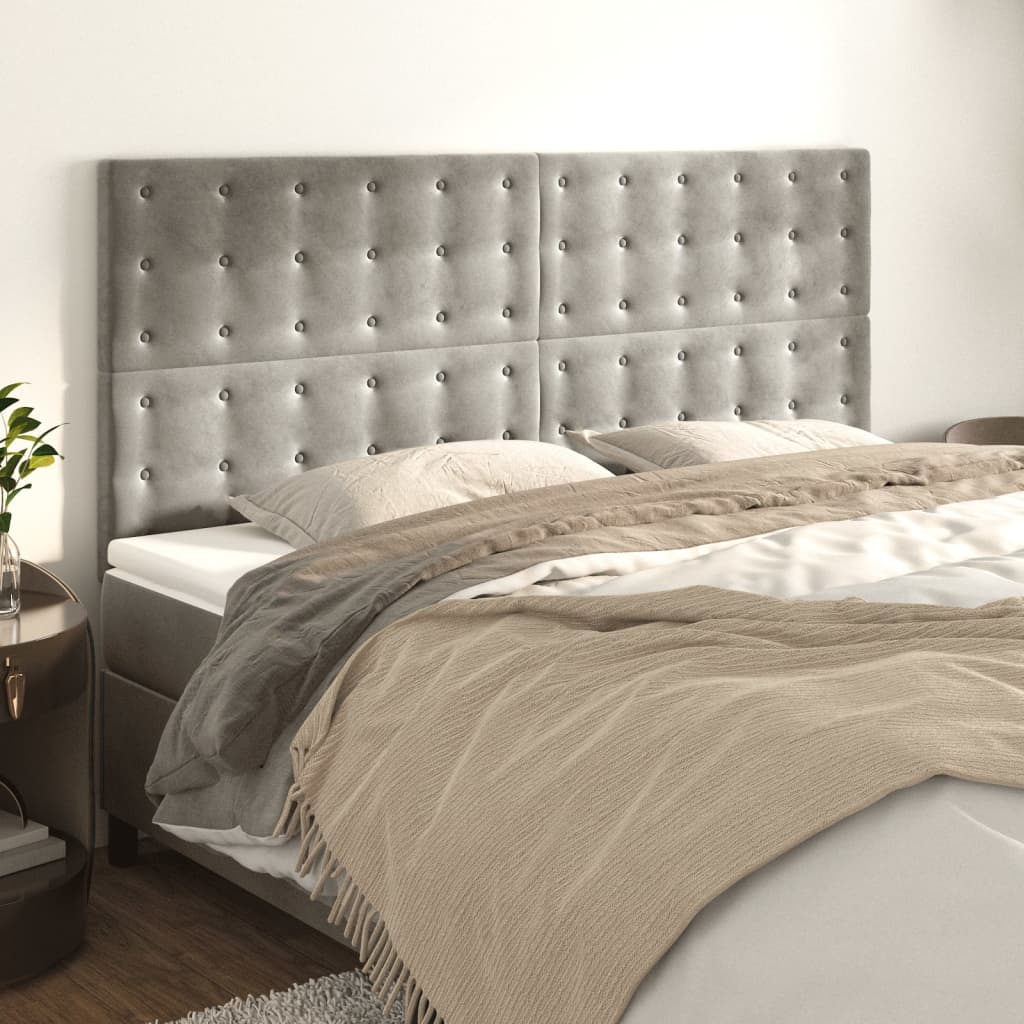 Cabeceira cinza claro 160x5x118/128 cm veludo