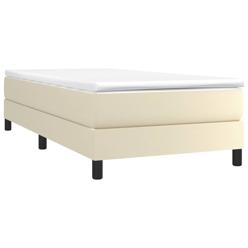 Cama com molas/colchão 90x200 cm couro artificial cor creme