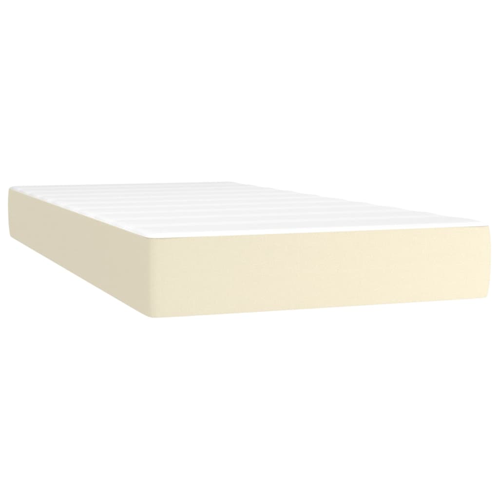 Cama com molas/colchão 90x200 cm couro artificial cor creme