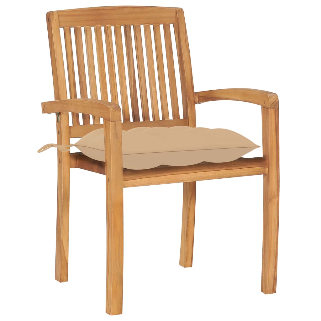 Cadeiras de jardim empiháveis c/ almofadões 8 pcs teca maciça
