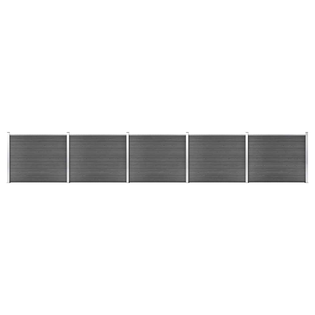 Conjunto painel de cerca 872x146 cm wpc preto