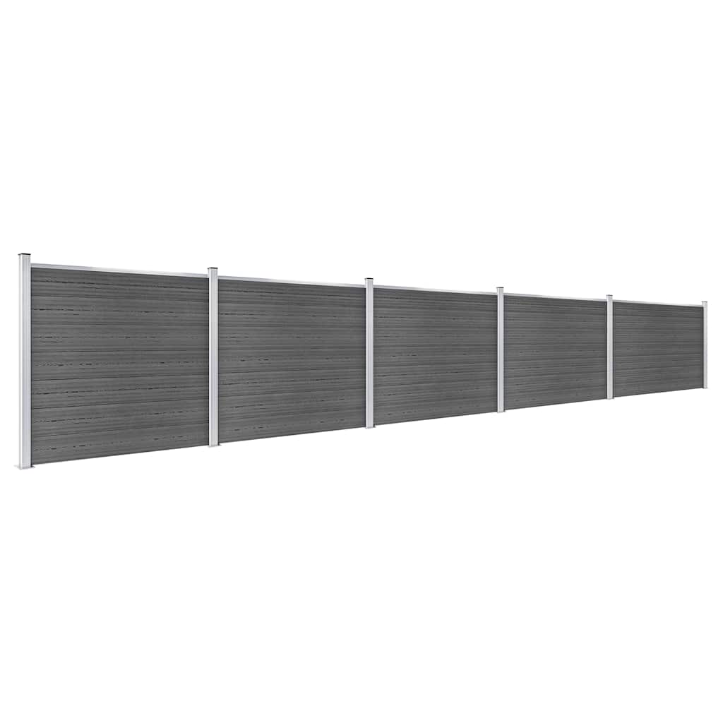 Conjunto painel de cerca 872x146 cm wpc preto