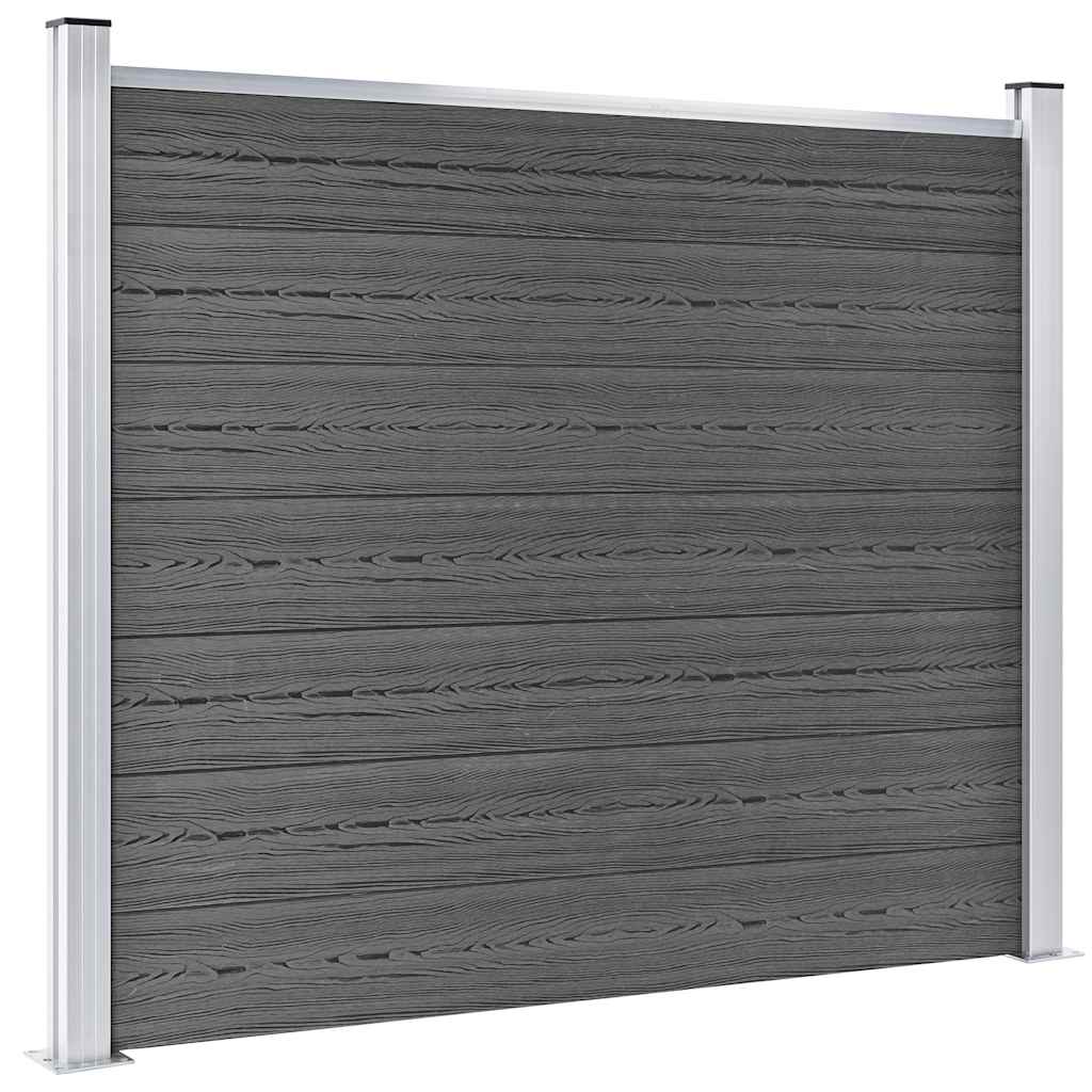 Conjunto painel de cerca 872x146 cm wpc preto