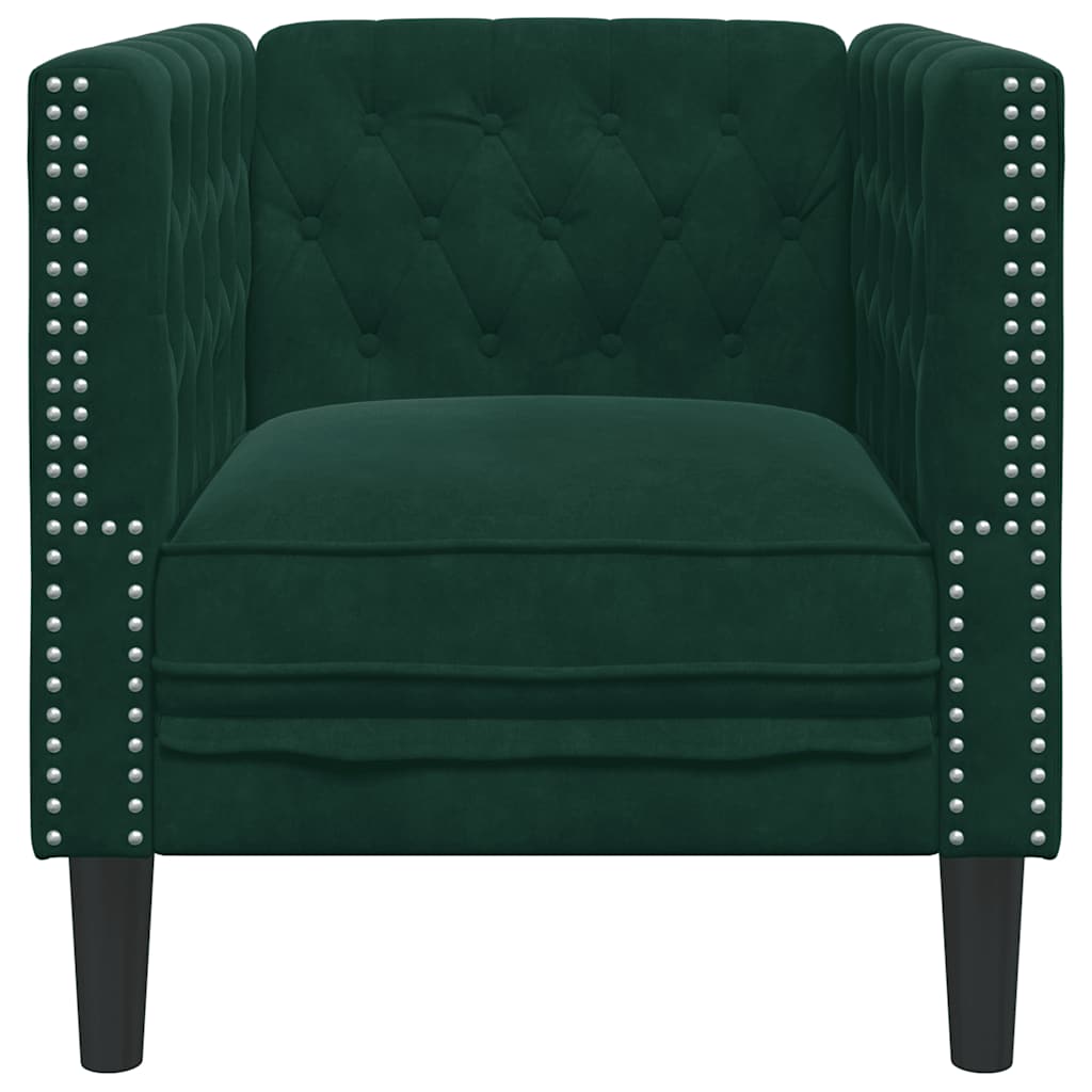 Sofá chesterfield veludo verde-escuro