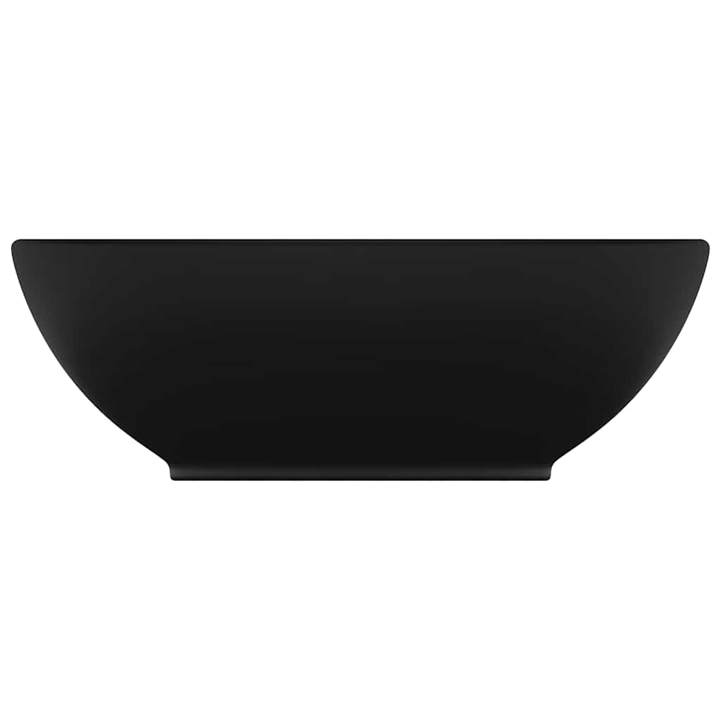 Lavatório luxuoso formato oval 40x33 cm cerâmica preto mate