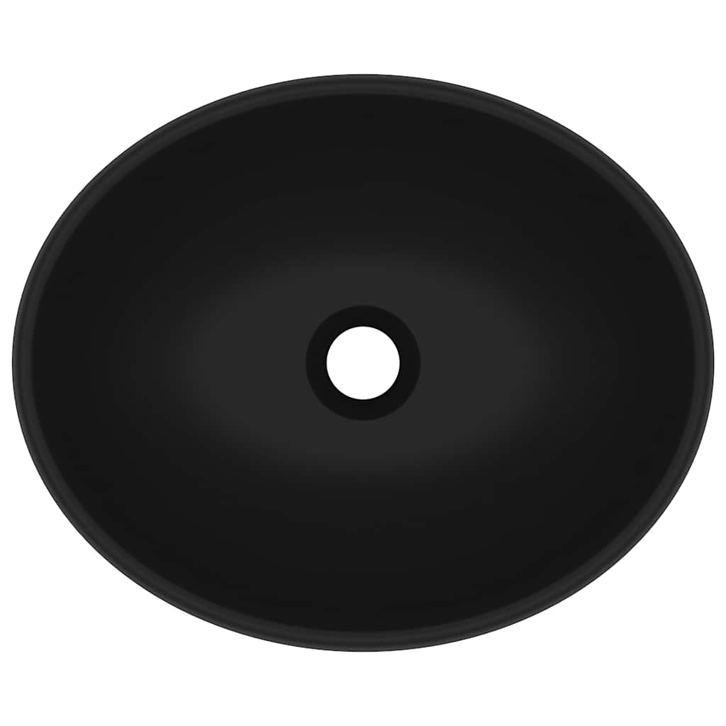Lavatório luxuoso formato oval 40x33 cm cerâmica preto mate