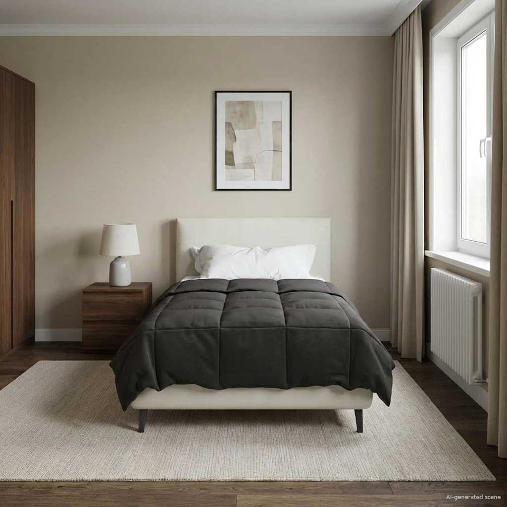 Duvet de ano inteiro antracite 140 x 200 cm microfibra