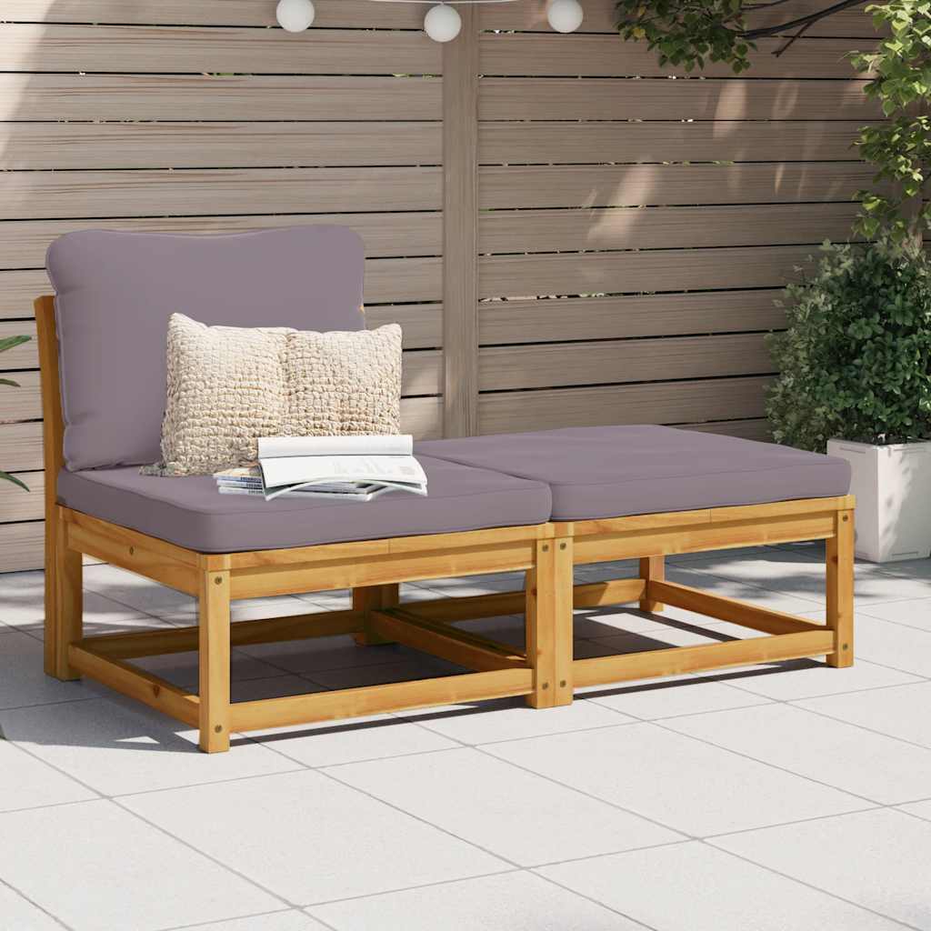 3 Pcs conjunto lounge de jardim c/ almofadões acácia maciça