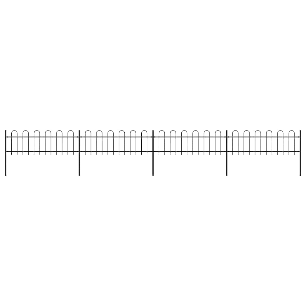 Cerca de jardim com arco superior em aço 671x60 cm preta