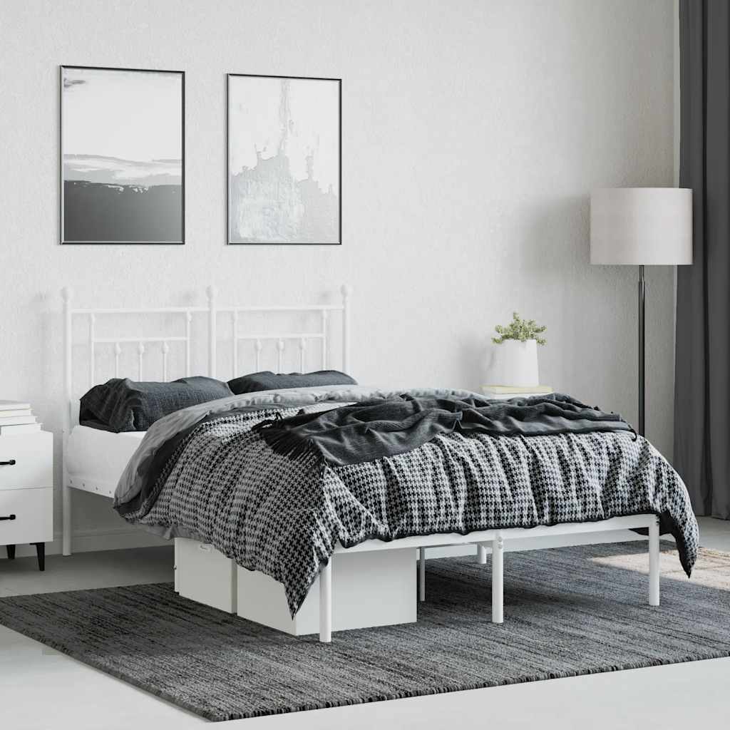 Estrutura de cama com cabeceira 120x190 cm metal branco