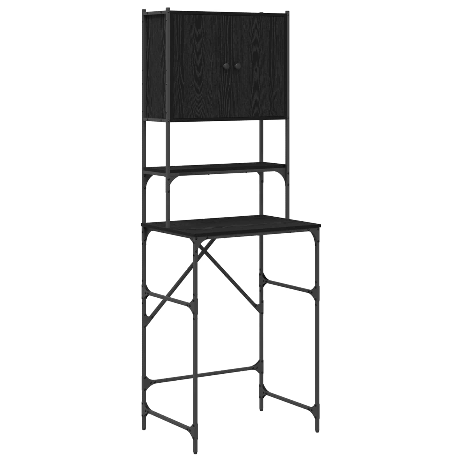 Armário para máquina de lavar 0ak preto 68 x 48,5 x 194 cm