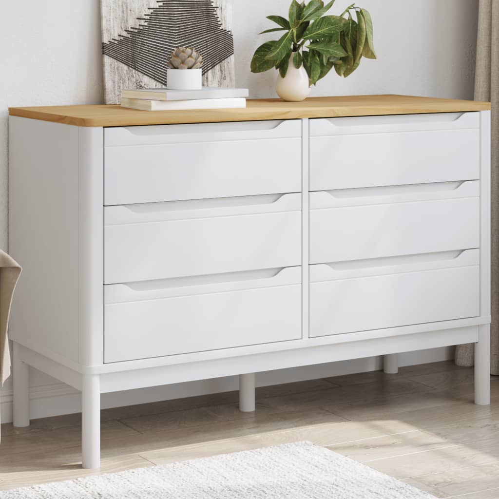 Cómoda floro madeira de pinho maciça branco