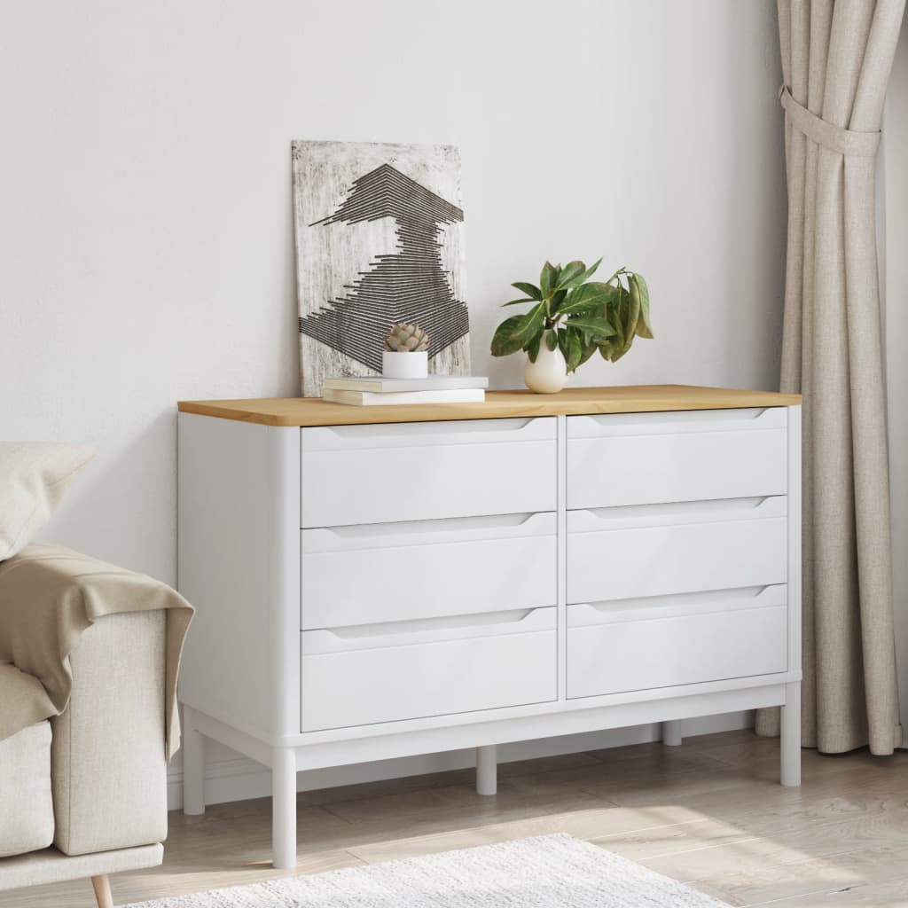Cómoda floro madeira de pinho maciça branco
