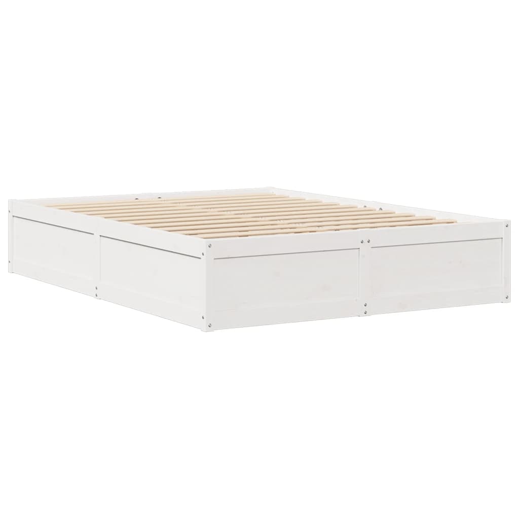 Cama sem colchão 140x190 cm madeira de pinho maciça branco